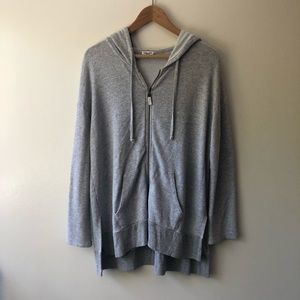 Splendid Zip Drape Hoodie Heather Gray Medium